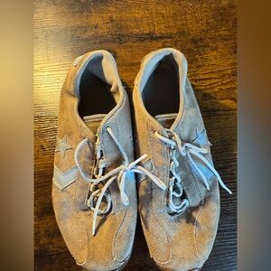 Converse Beige Suede Sneakers with White Laces